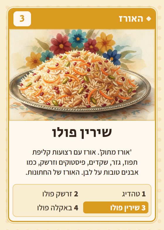 הקלף שירין פולו מתוך רביעיות פרסים
