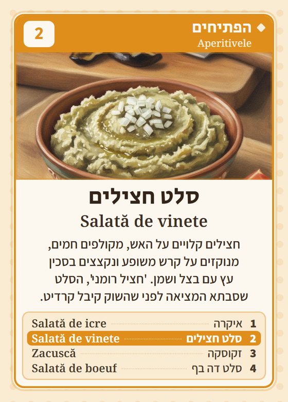 סלט חצילים, מרביעיית הפתיחים