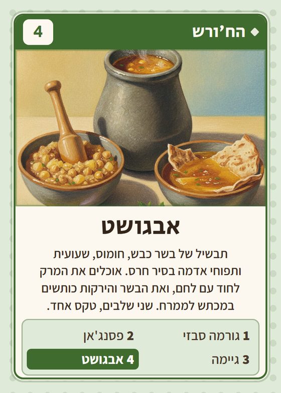 הקלף אבגושט מתוך רביעיות פרסים