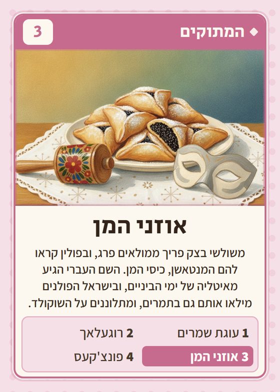אוזני המן, מרביעיית המתוקים