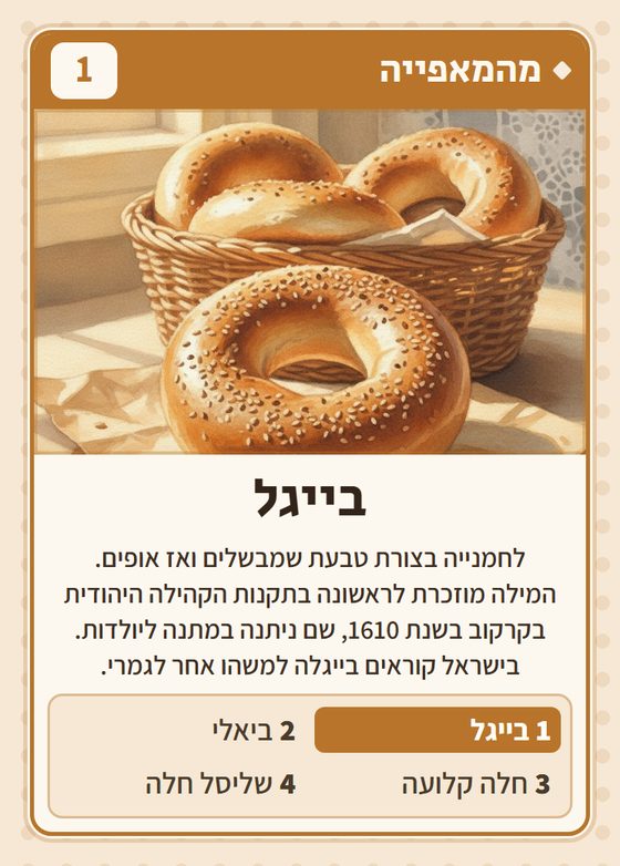 הקלף בייגל מתוך רביעיות פולנים