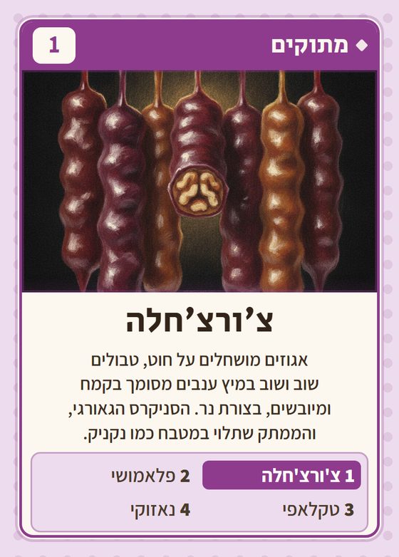 הקלף צ׳ורצ׳חלה מתוך רביעיות גאורגים