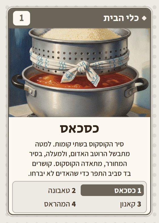 הקלף כסכאס מתוך רביעיות תוניסאים