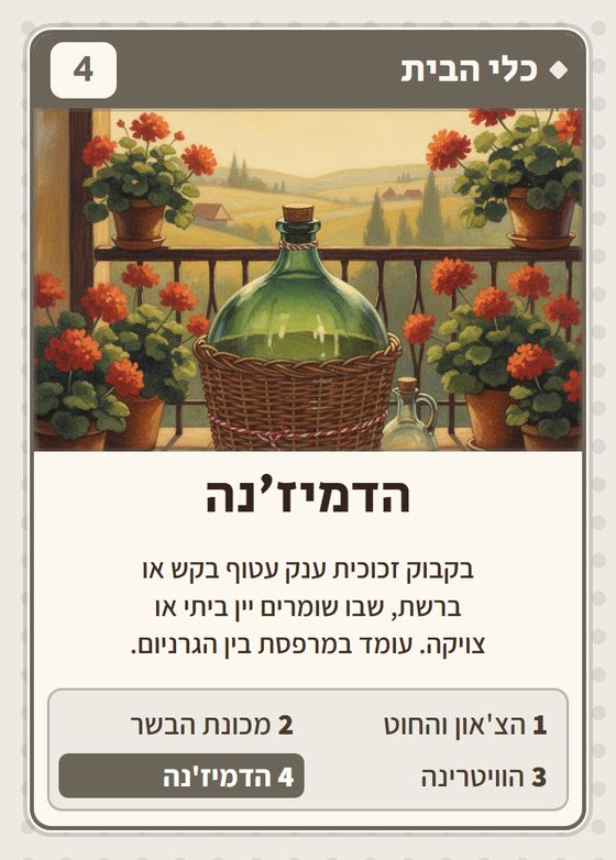 הדמיז׳נה, מרביעיית כלי הבית