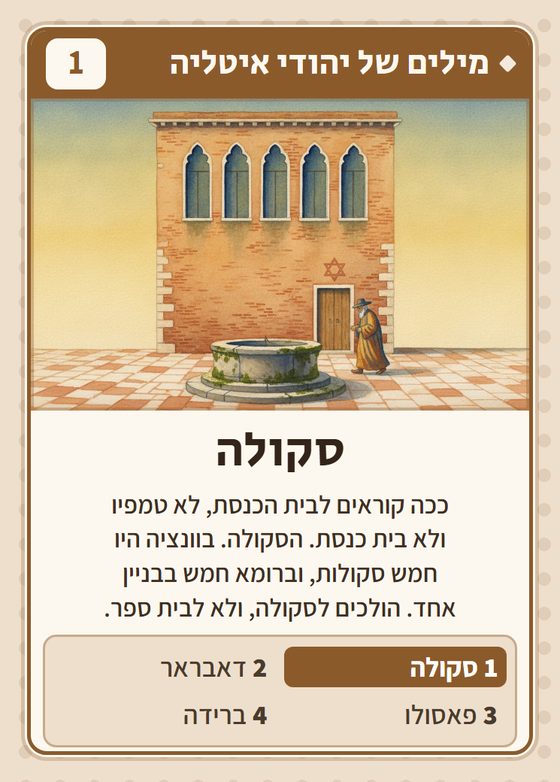 הקלף סקולה מתוך רביעיות איטלקים