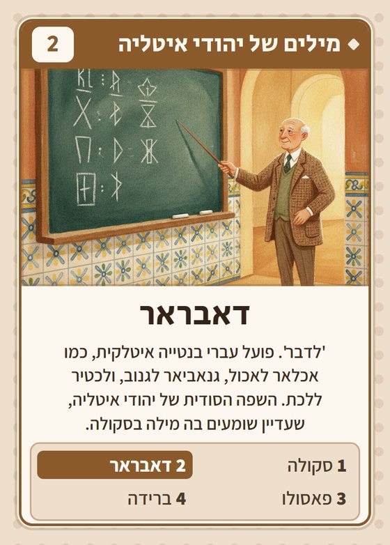 הקלף דאבראר מתוך רביעיות איטלקים